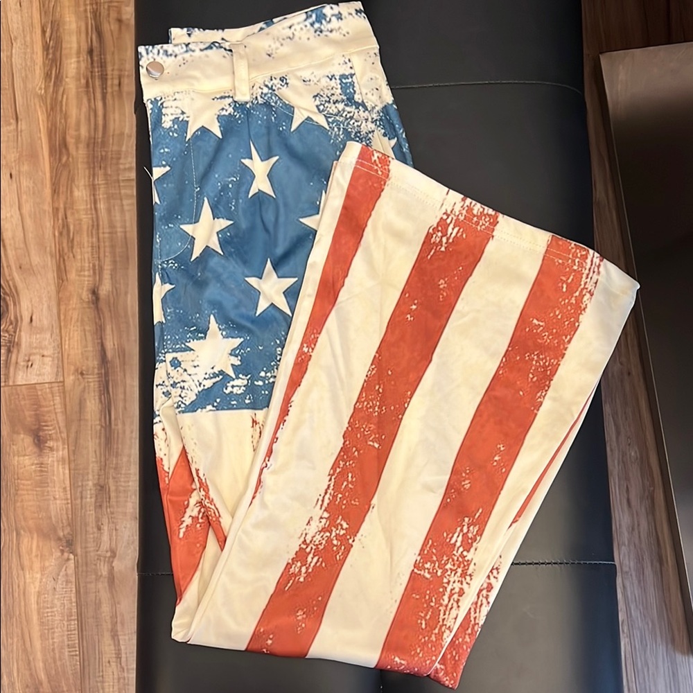 Amazon Women's Flare Jeans - Red, White, and Blue